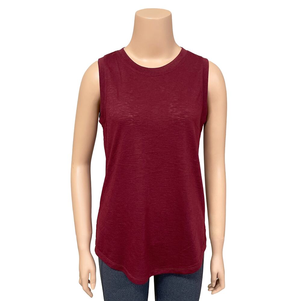 Athleta Breezy Tank Sz XS Beet Root Red Relaxed Fit Semi-Sheer LInen-Like Top